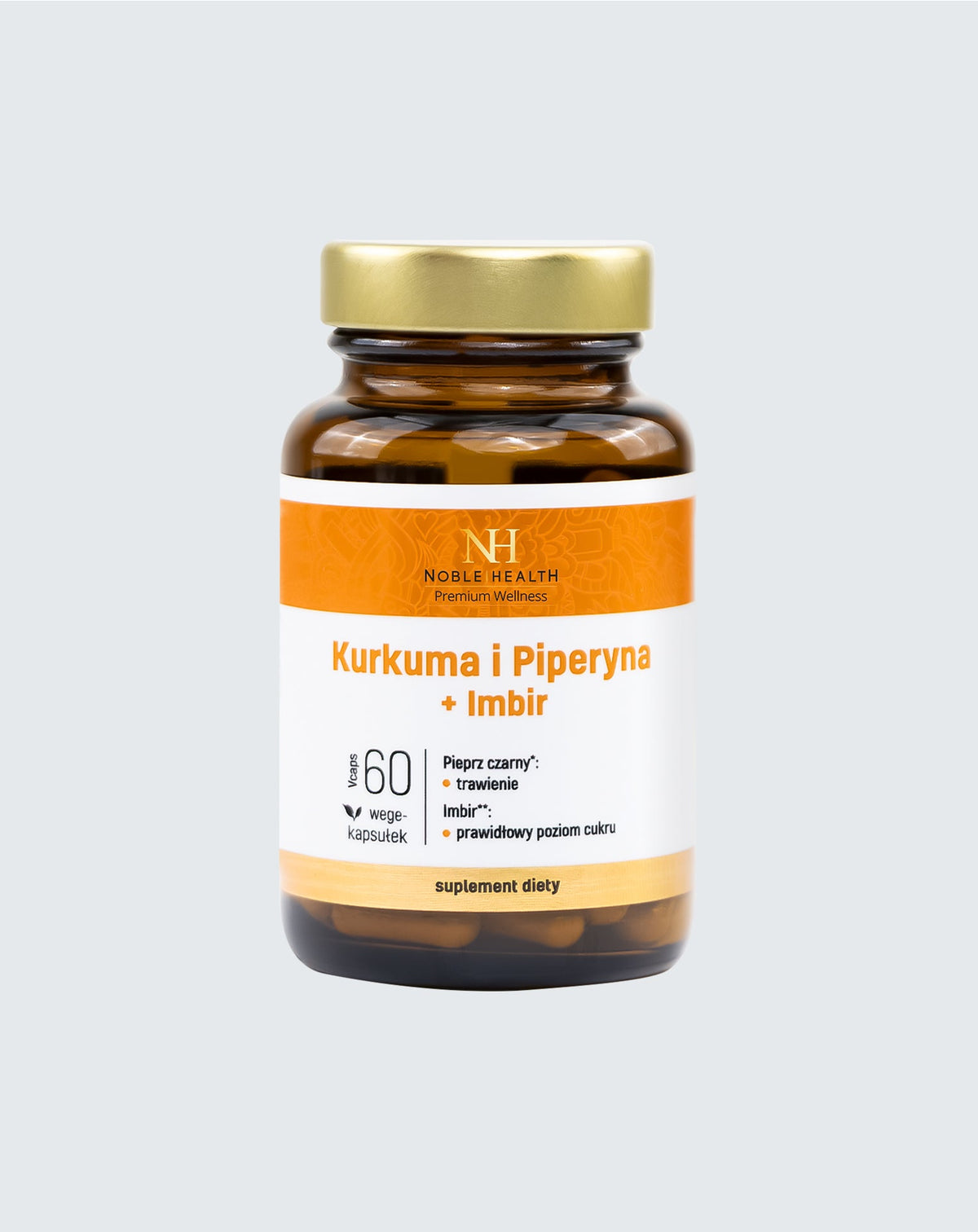 Complemento alimenticio Cúrcuma y Piperina + Jengibre - Noble Health